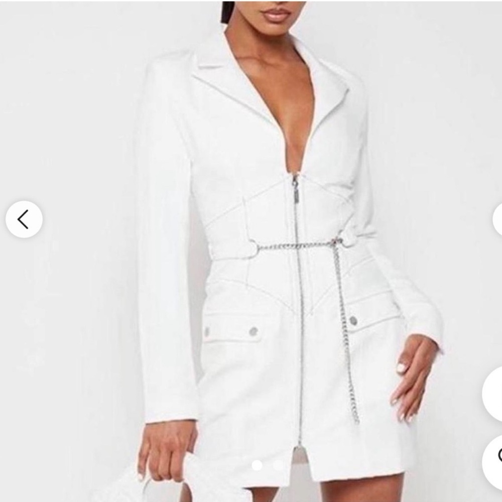 NWT Maniere De Voir White Corset With Chain Blazer Dress Sz US 8